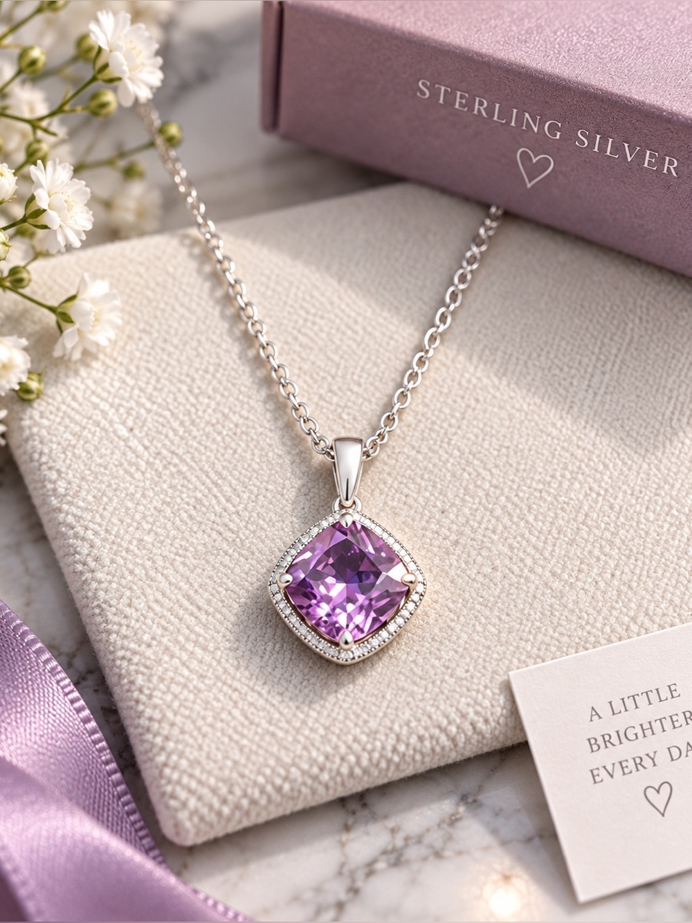 925 Sterling Silver Amethyst Pendant